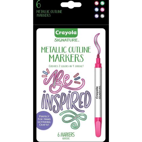 black metallic box silver outline|Crayola Metallic Outline Paint Markers (6ct), Adult Coloring .